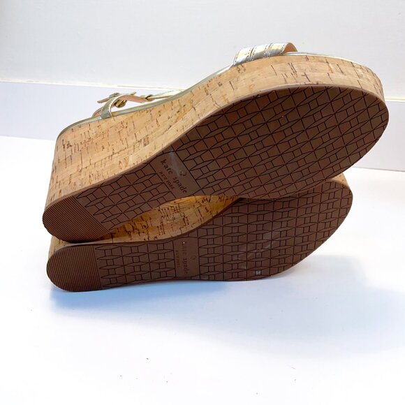 New without box: Kate Spade Tallin Gold Cork Wedge Sandal, Size 11 - Picture 6 of 9